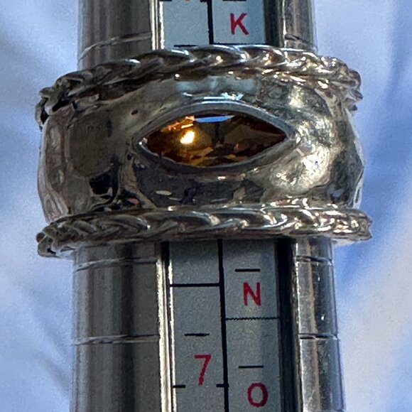 Vintage Art Deco Ornate Solid Stunning Statement Ring 925 Amethyst Citrine - Picture 7 of 16